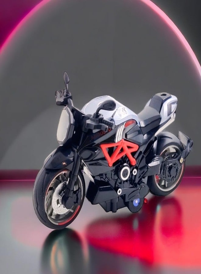 بلس بوينت دراجة نارية لعبة مصبوبة من المعدن من PLUSPOINT، نموذج مصغر، تعمل بالسحب للخلف، مصنوعة من سبيكة معدنية، تحاكي دراجة سوبربايك، خزان وقود من سبيكة معدنية، نماذج مشابهة، مناسبة أيضًا للوحة القيادة في السيارة، للأطفال والكبار - Image 2